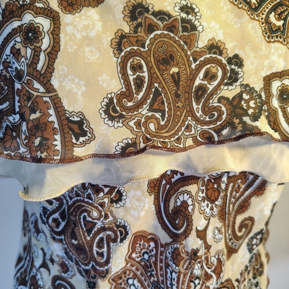 VTG Y2K Whimsical Layered Asymmetrical Paisley Brown Tanktop/T54 - Picture 3 of 8